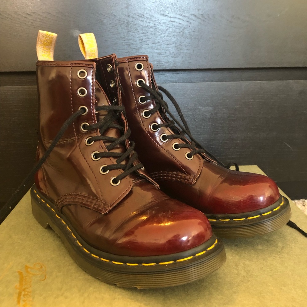 Dr. Martens Vegan red leather boots